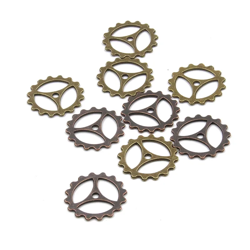 20Pcs 22mm Three Color Metal Alloy Machinery Gear Pendant Jewelry Charm Jewelry Gear Findings