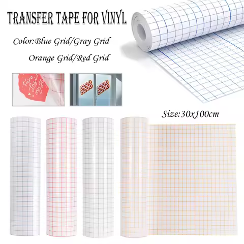 1pcs 30x100cm Clear Vinyl Application Tape Alignment Grid Transfer Paper Tape Adhesive DIY Transfer Tape For Vinyl Decal