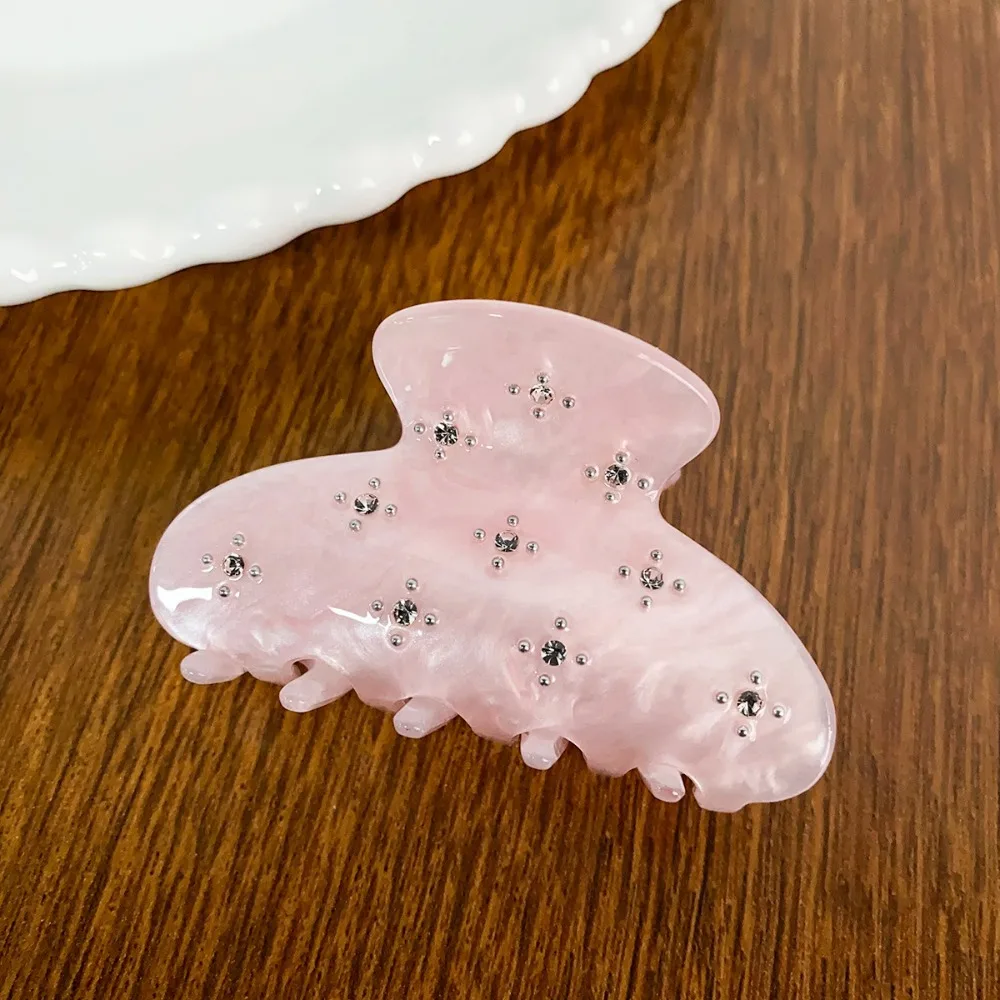 

Rhinestone Transparent Acetate Hair Claw Butterfly Shark Clip Acetic Acid Shark Clip Hair Clip Geometry Rhinestone Hair Claw