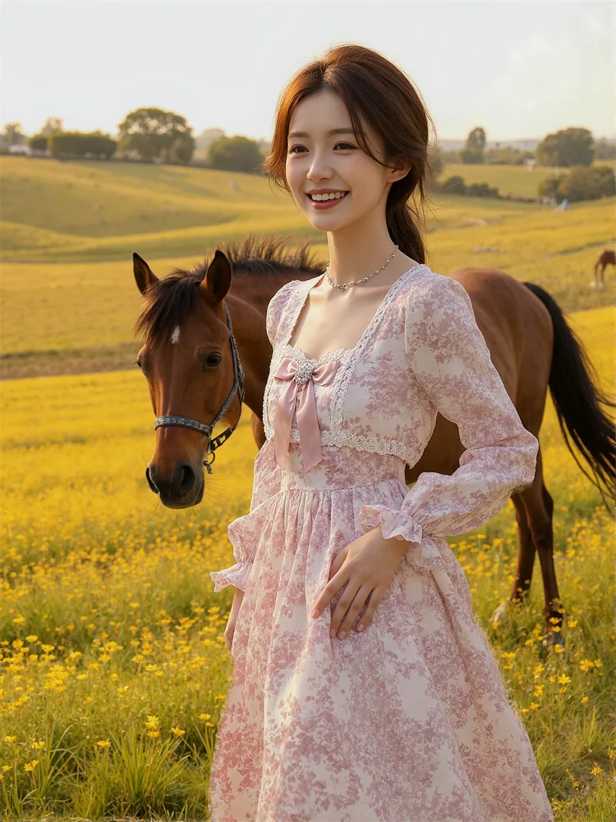 Women'S Dresses Pink Floral Print Lantern Sleeve Silky Silk Satin Velvet Chiffon Soft Shiny Matte Glossy Texture Fabric Feminine