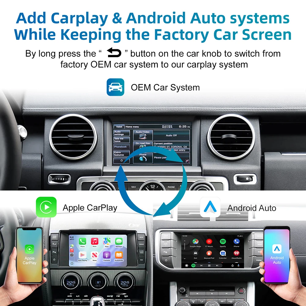 أندرويد السيارات اللاسلكية Carplay لاند روفر/جاكوار/رينج روفر/إيفوك/ديسكفري 2012-2016 Carplay الوسائط المتعددة USB الملاحة DSP