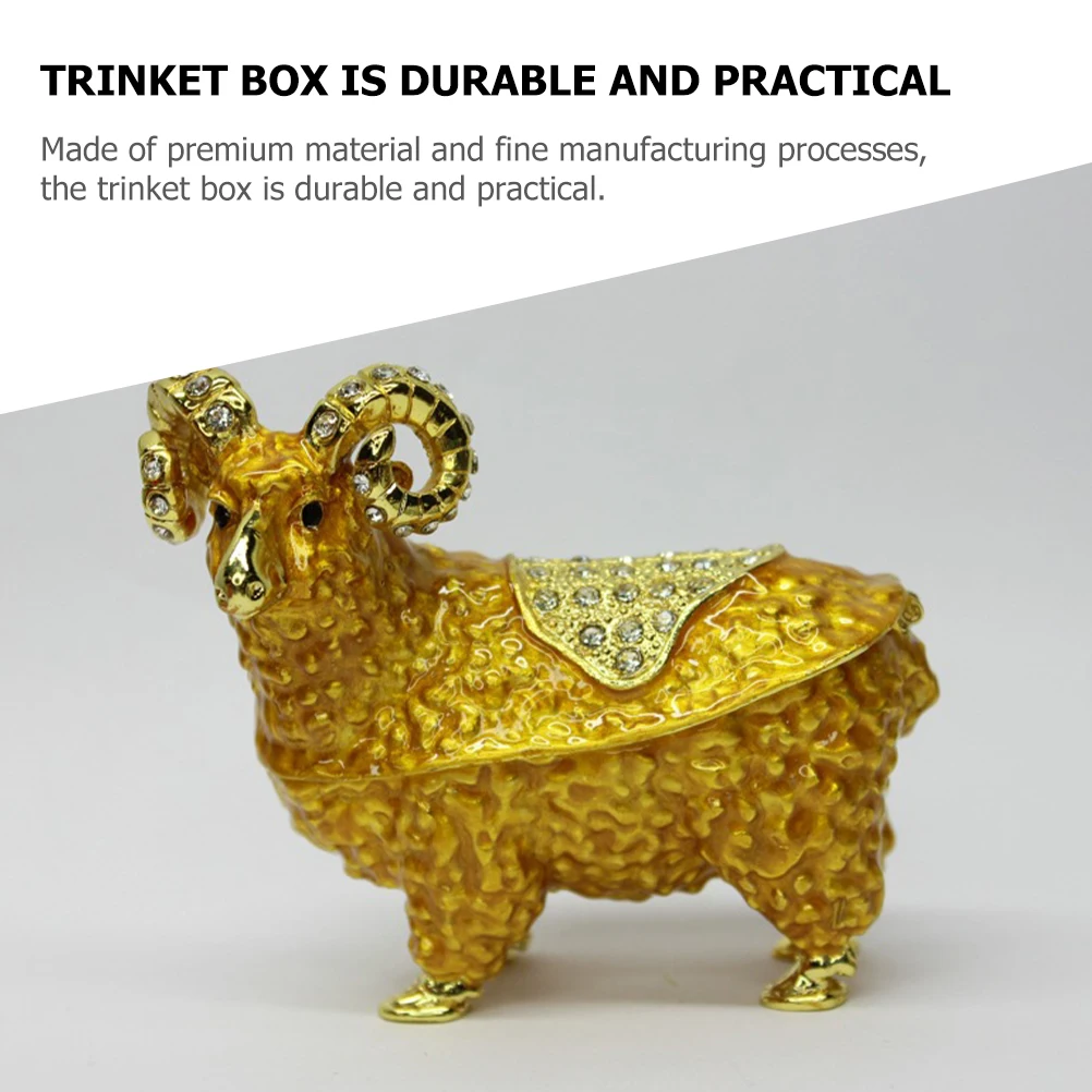 

Delicate Enamel Sheep Shaped Jewelry Box Vintage Trinket Box Magnet Closure Dustproof Alloy Storage Organizer For Necklaces
