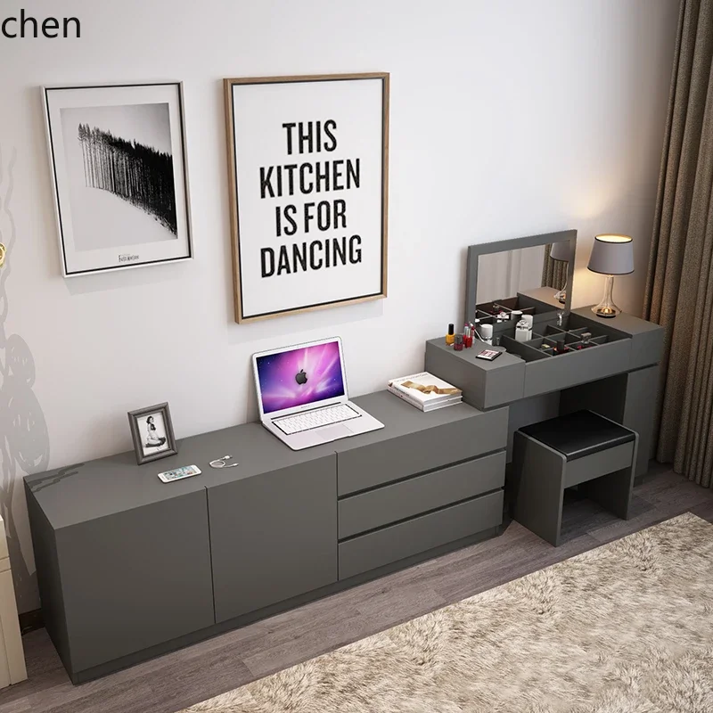 YY- Dressing Table Multi-Functional Flip Makeup Table Telescopic Bedroom TV Cabinet