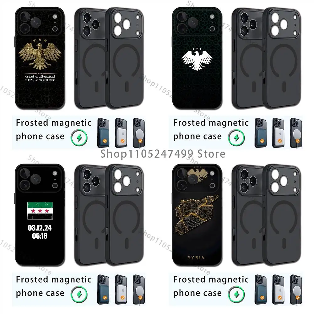 Telefono con logo dell'emblema della bandiera S-Syrian per iPhone 17,12,11,16,15,13,14,Pro,Max,Plus,Mini, per Magsafe, custodia di ricarica wireless magnetica