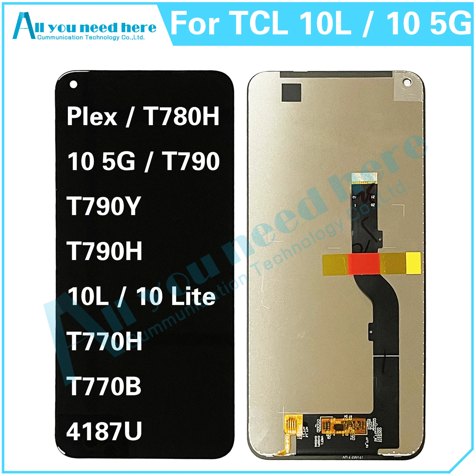 

For TCL 10L 10Lite T770 T770H T770B PLEX T780H 10 5G T790 T790Y T790H LCD Display Touch Screen Digitizer Department Assembly