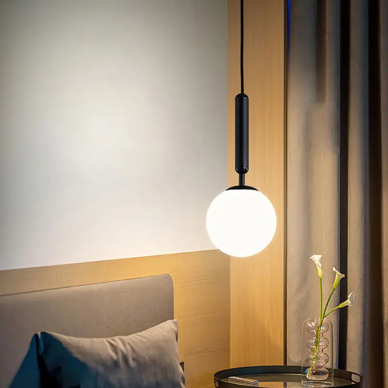 

Modern Glass Ball Led luxe Bedside Pendant Lamp Gold Indoor Kitchen Pendant Lights Luminaire Dining Room Lighting Decoration