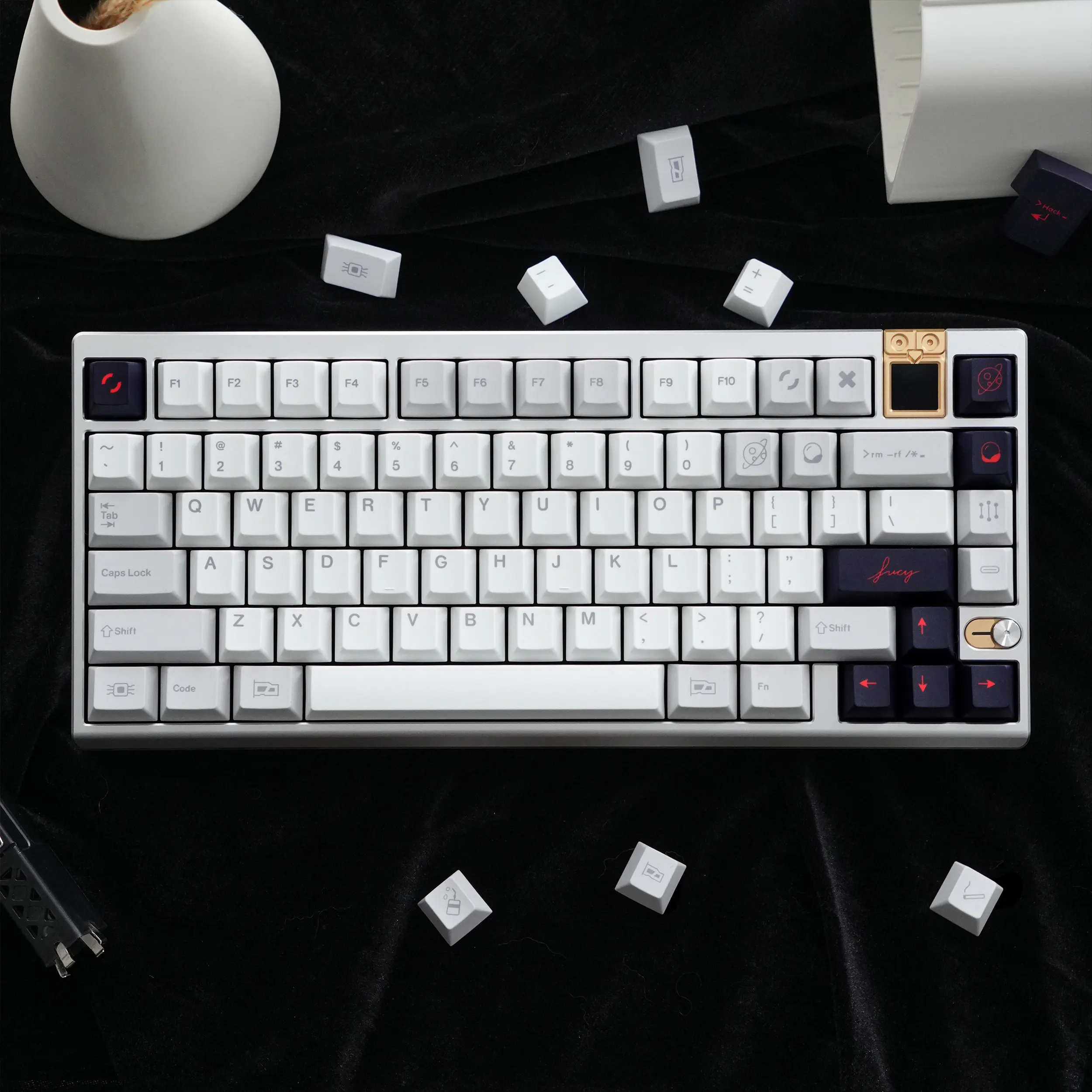 Light Gray PBT 5-Sided Dye-Sublimation Keycaps Cherry Profile Custom Keycap Set for MX Mechanical Keyboards