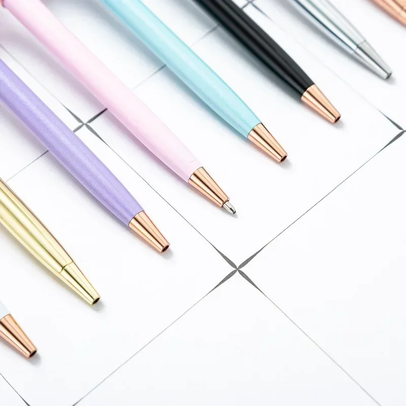 1 Piece Candy Color Ballpoint Pen School Office Supply Wedding Stationery Crystal Diamond Metal Rose Gold Pens Pens for School