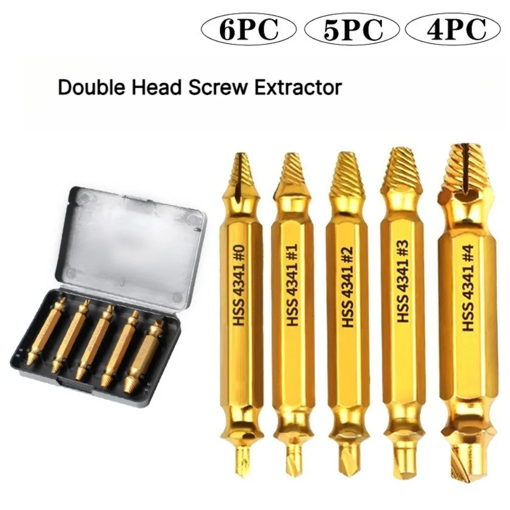HSS 4341 Double Head Screw Extractor Slide Tooth Removal Screwdriver Screwdriver Bit Broken Wire Tool Damaged Screw Removal Kit