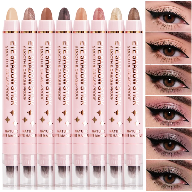Hot 8PCS Dual-ended Eye Brightener Stick Zachte Oogschaduw Romige Textuur langdurige Oogmake-up Markeerstift oogschaduw Stick Set
