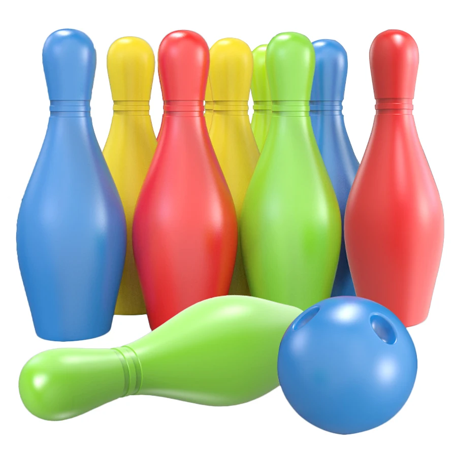 

Набор для игры в боулинг в помещении: 10 цветных шариков и 2 шарика-кегли, напольные игры, интерактивные спортивные игры для вечеринок, большой пластиковый набор для боулинга