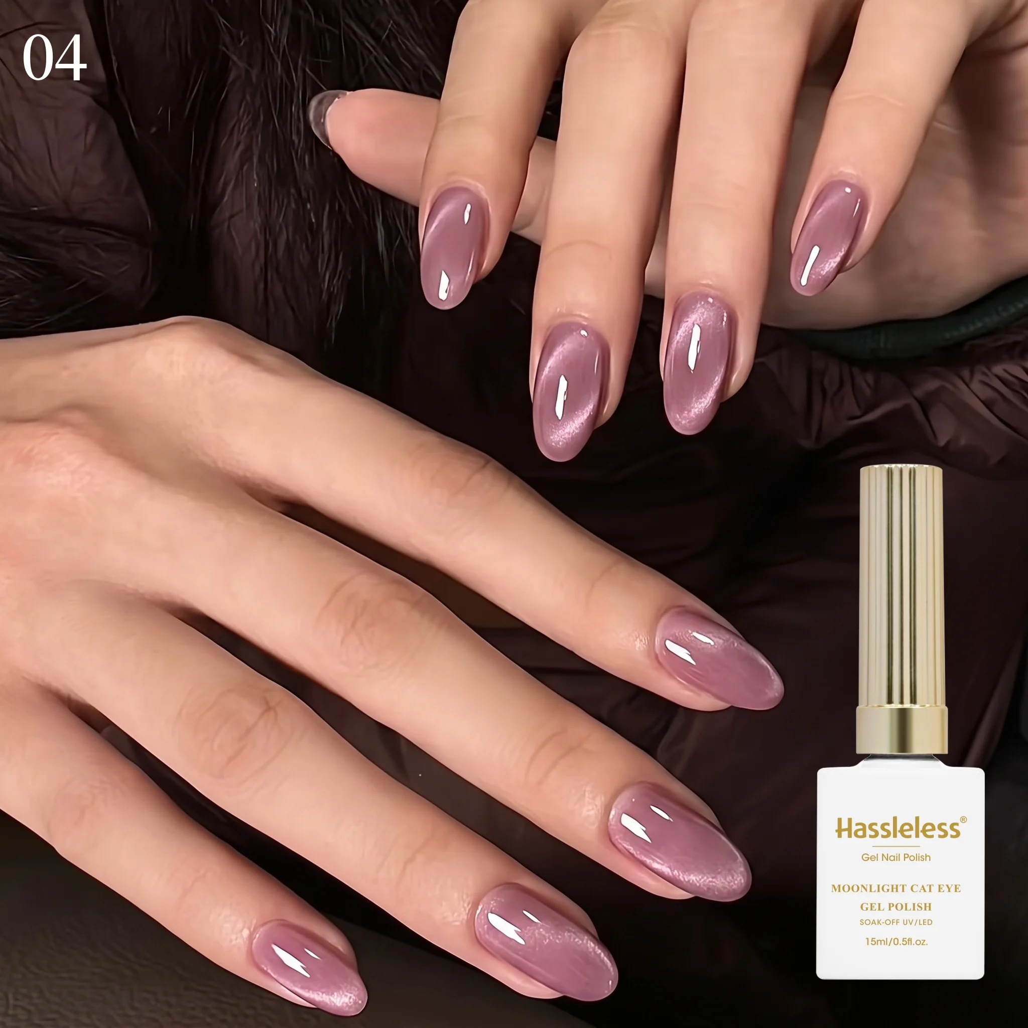 Hassleless 15ml White Moonlight Cat Eye Nail Polish Gel, Taro Pink Cat Eye Nail Polish Gel, Suitable for Nail Art Creations and Salon Beauty Industries, Can Be Used All Year Round