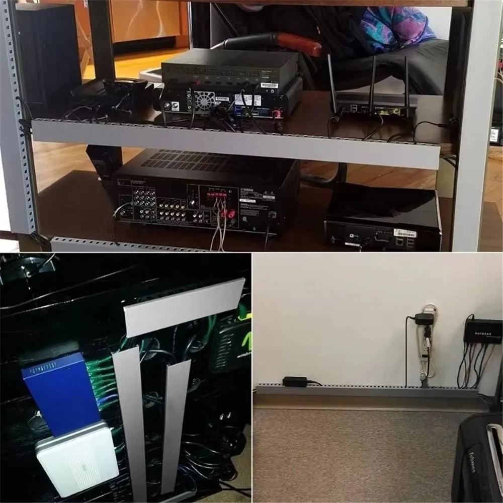 U자형 200cm PVC 배선 덕트 난연성 절연 전원 코드 레이스웨이 책상 아래 케이블 관리 배포 캐비닛