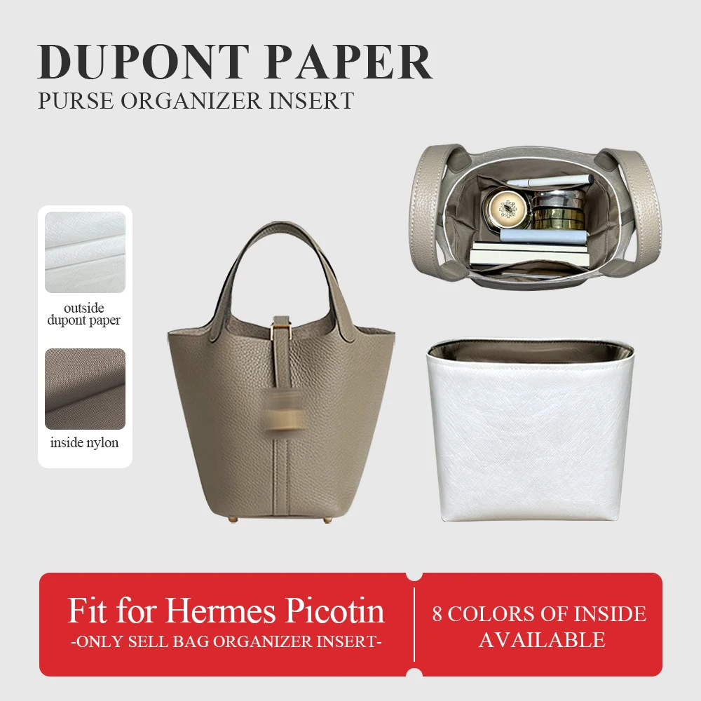 

Dupont Paper Purse Organizer Insert Fit for Hermes Picotin Inside Purse Storage Bag In Bag Lightweight Makeup Inner Liner Bag