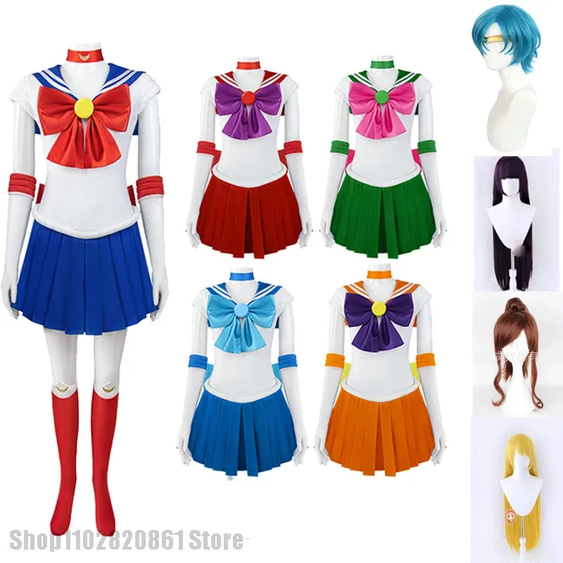 

AIAI 2025Anime Adults Kids Cosplay Sailor Anime Moon Costume Manga Tsukino Usagi Dress Halloween Costumes Suit Wig Loli Clot