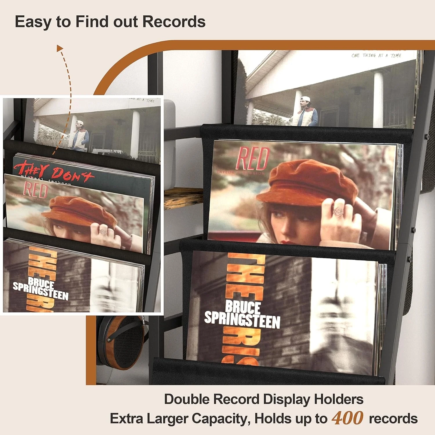 Turntable Stand Record Player Table Vinyl Record Storage Cabinet Display Shelf for Bookcases Vinyl Media Collections