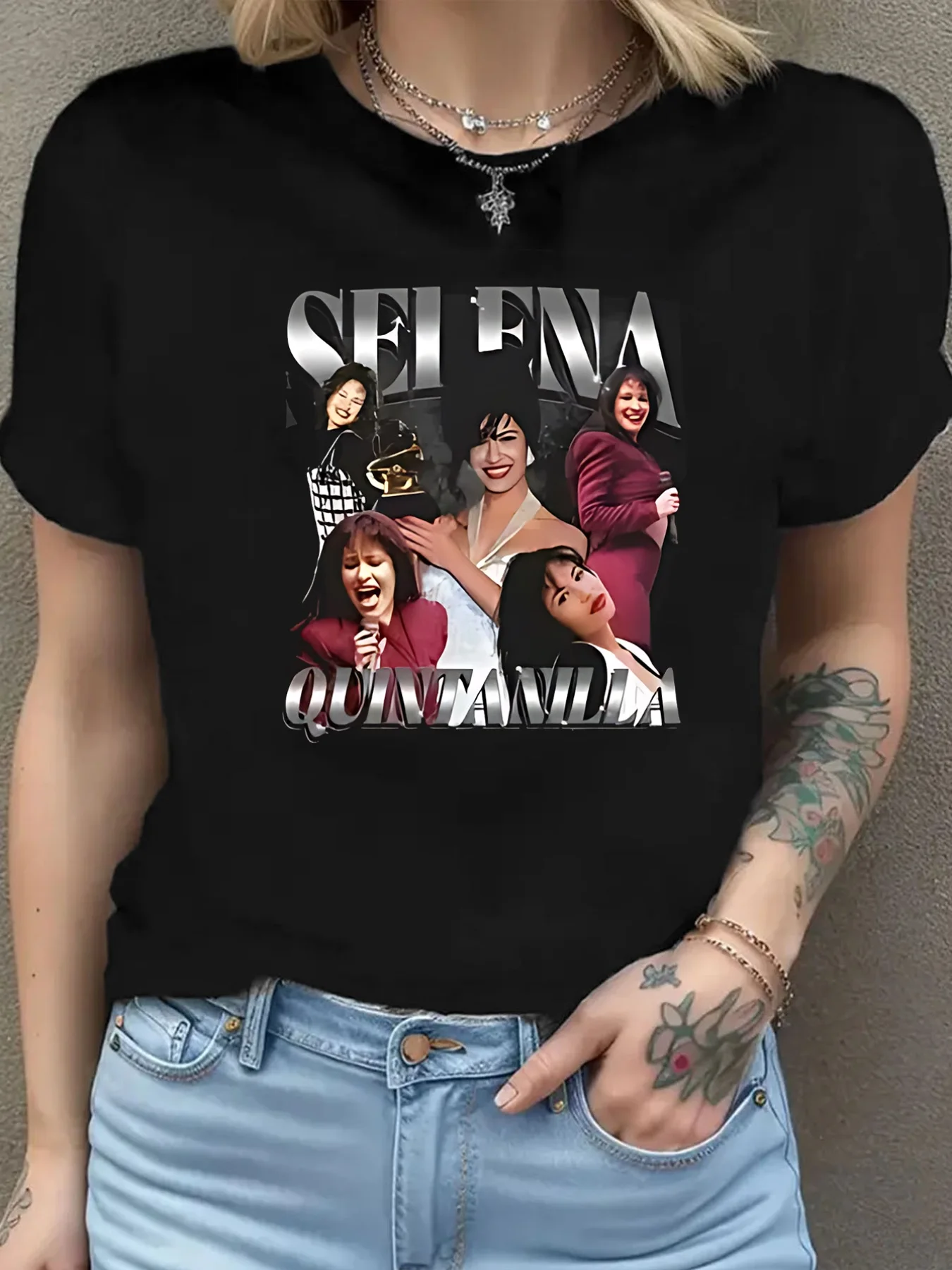 Women'S Selena Quintanilla Tribute T-Shirt Latin Pop Music Icon Vintage Singer Fan Merch Casual Wear Tee Trendy Graphic Tee