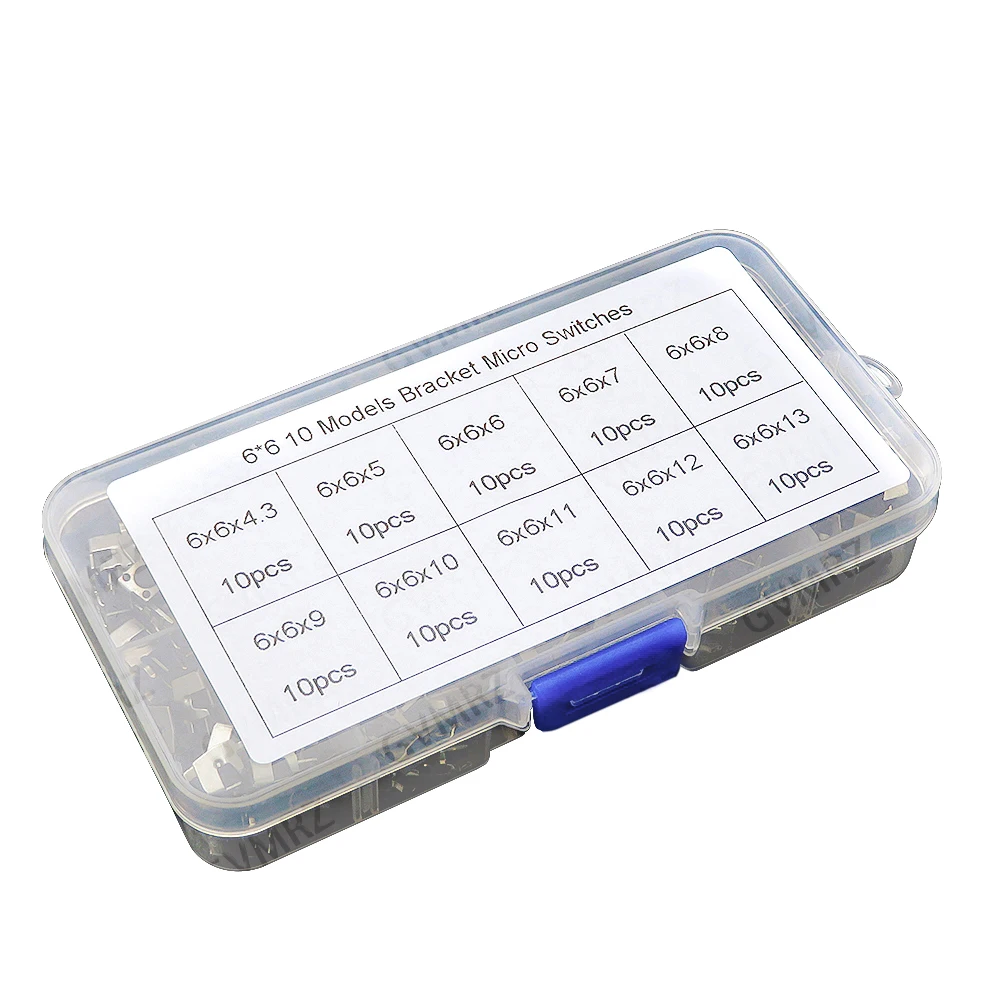 100/180/200PCS 4pin Pushbutton  6x6mm Micro Push Tact Switch Kit 6x6 Mini Tactile Toggle Touch Button PCB Momentary