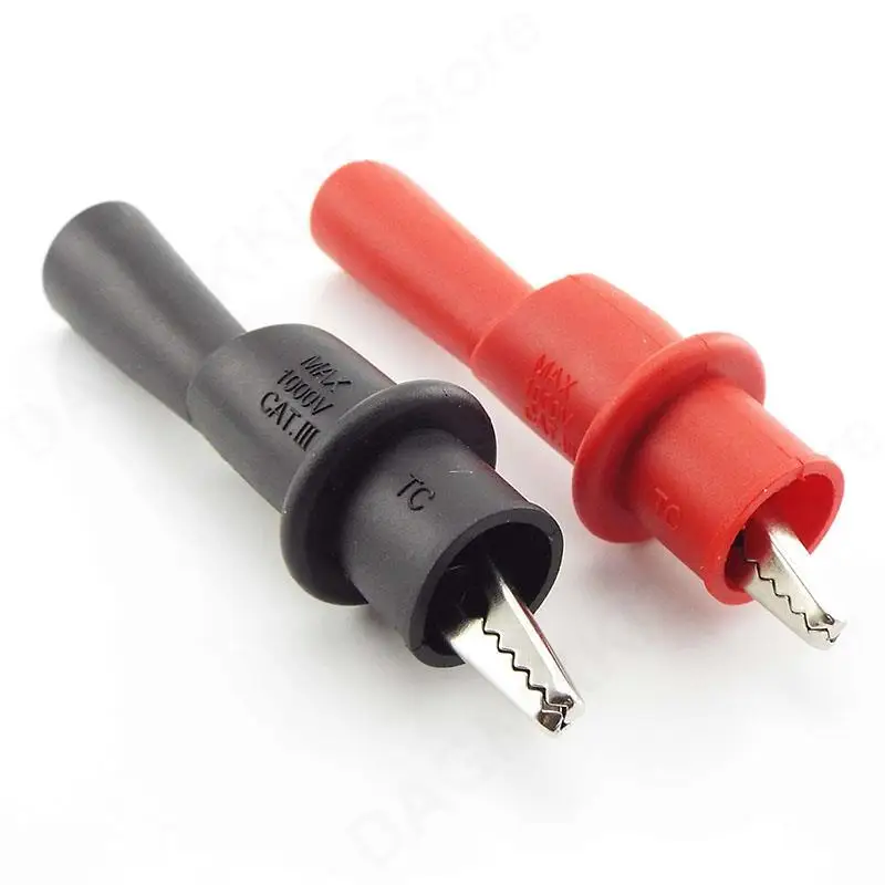 1 Pair Insulation Alligator Clip with 2mm Socket Metal Crocodile Clamp Test Accessories for Multimeter 1000V/10A Connector V27