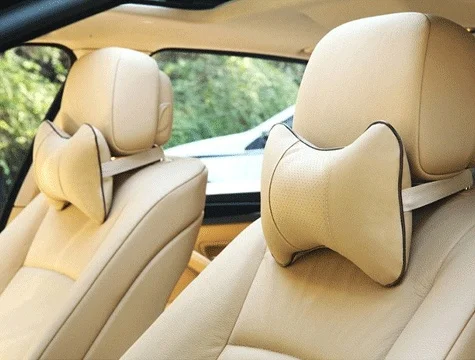 Leather Car Neck Pillow 2 Pcs (White)