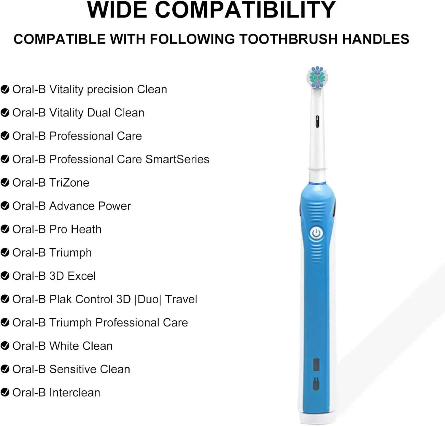 Escova de substituição para Oral-B Sonic Escova Elétrica, Fit Advance Power, Pro Health, Triunfo, Excel 3D, Vitalidade, 4 Pcs, 8 Pcs, 16Pcs