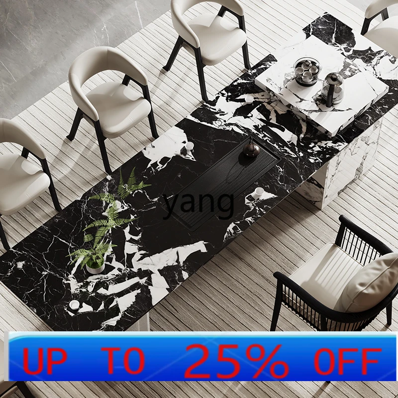 

Lmm natural luxury stone light luxury tea table chair acrylic kettle integrated tea table