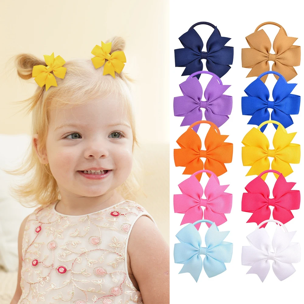 โบว์ติดผมเด็ก 20 ชิ้น/ชุด ขนาด 2 นิ้ว ยางยืดรัดผมมินิโบว์น่ารักสำหรับเด็กผู้หญิง ที่รัดผมหางม้า อุปกรณ์เสริมผมเด็ก