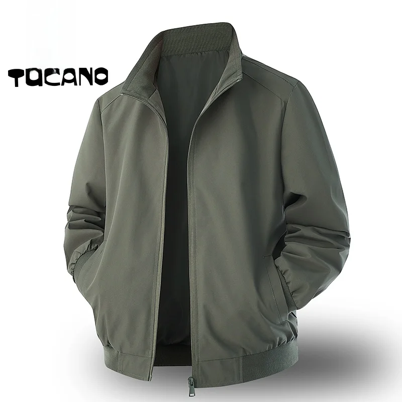 

Мужская куртка с воротником-стойкой на подкладке, осень-зима, Thiened, повседневная, ветрозащитная, из полиэфирного волокна, с прямым подолом, на молнии...