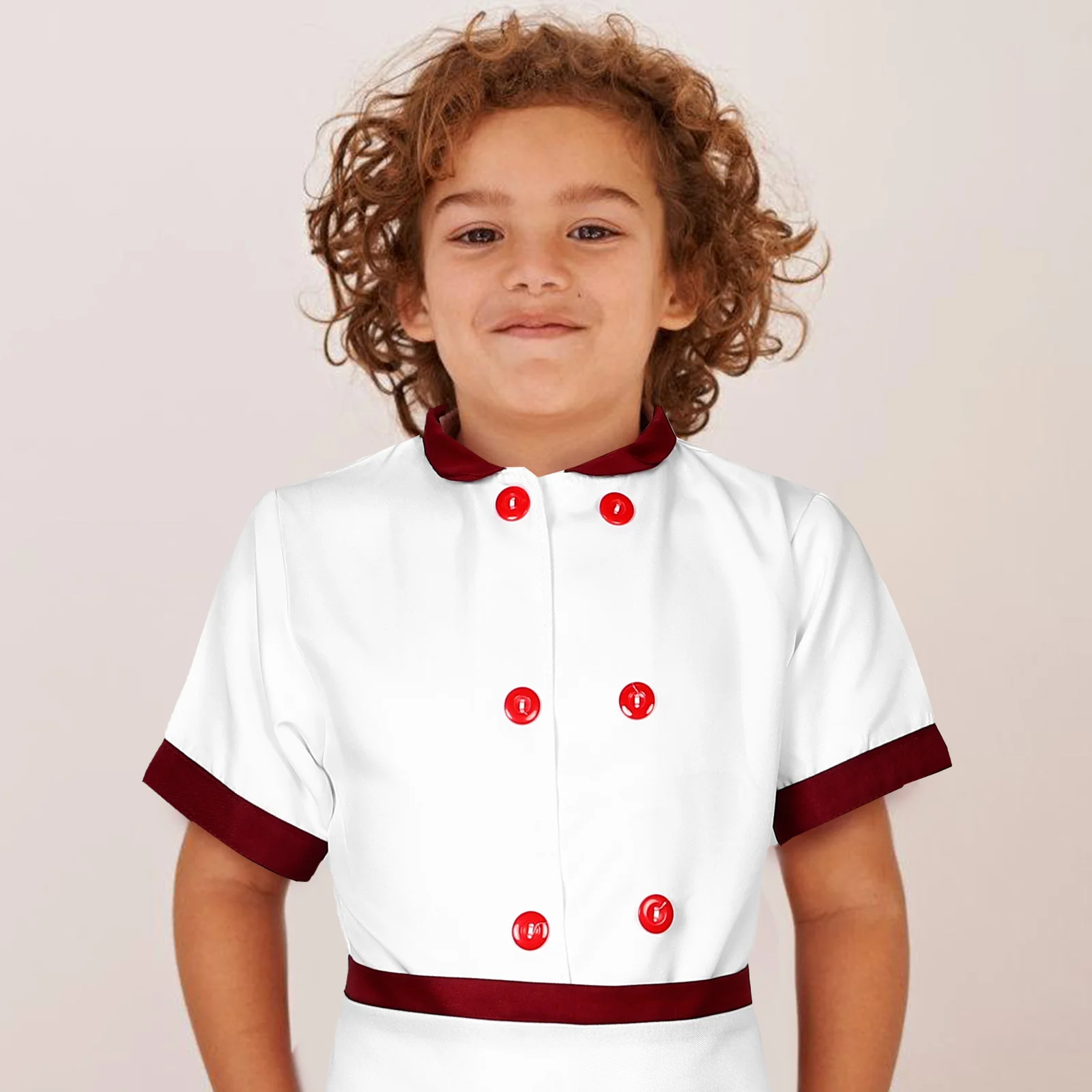 1Set Children Chef Costume Toddler Short Sleeves Outfit Hat Apron Role Play Cook Clothes Apron for Children Chef Costume