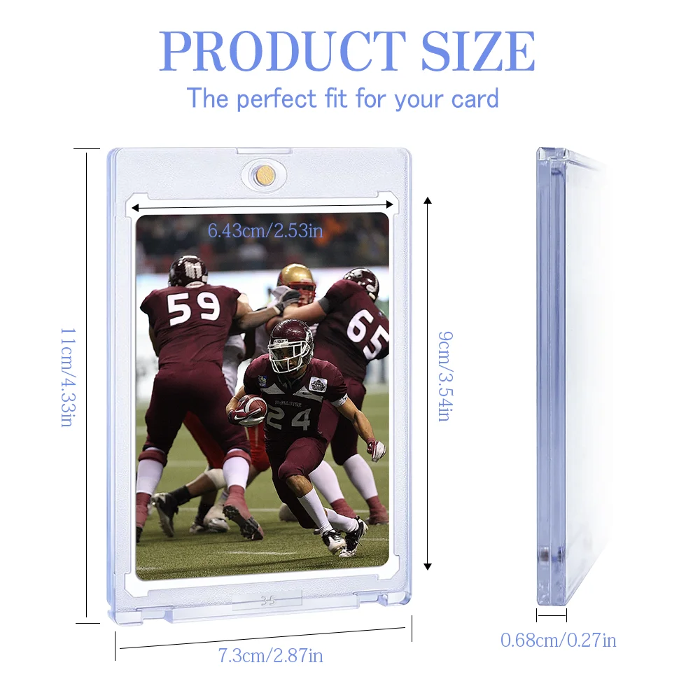 5PCS 35PT Blue HD Transparent One Touch Magnetic Card Holders Hard Acrylic Trading Card Display Cases for Sports/TCG Cards