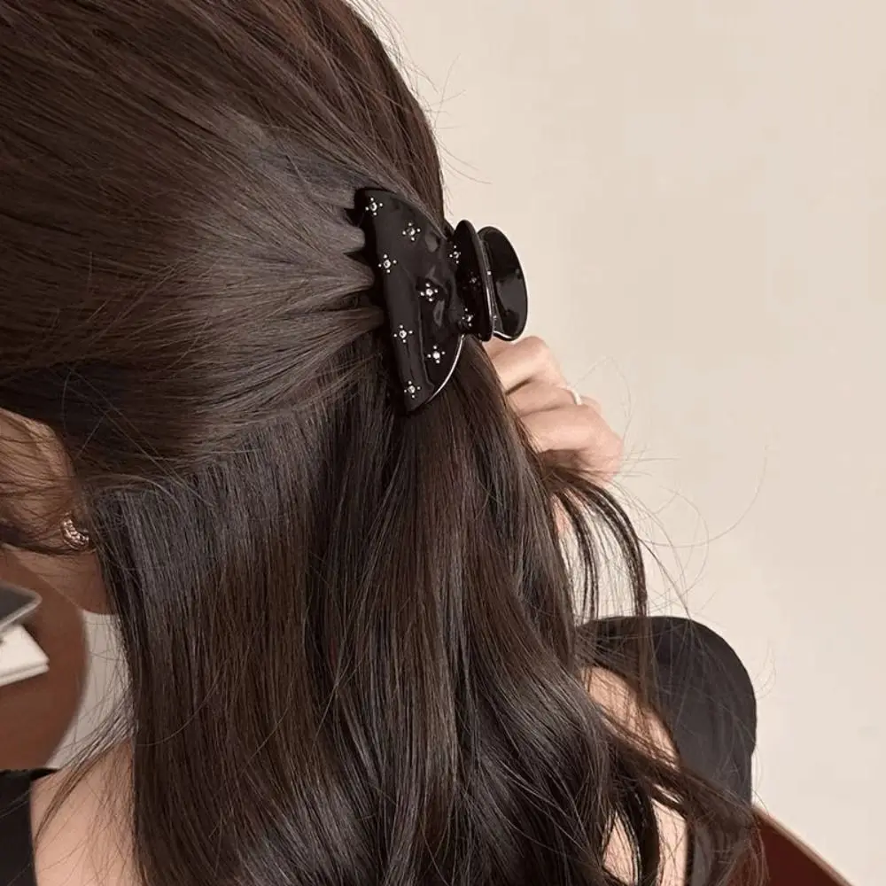 

Rhinestone Transparent Acetate Hair Claw Butterfly Hair Clip Acetic Acid Shark Clip Shark Clip Headwear Rhinestone Hair Claw