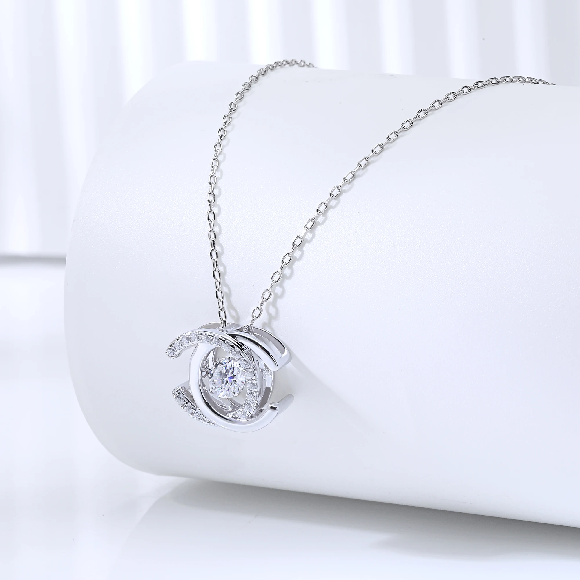 LUSTER Moissanite Pendant Necklace  D Color 925 Sterling Silver 18K White Gold Plated Diamond Test Passed Jewelry Gift for Women