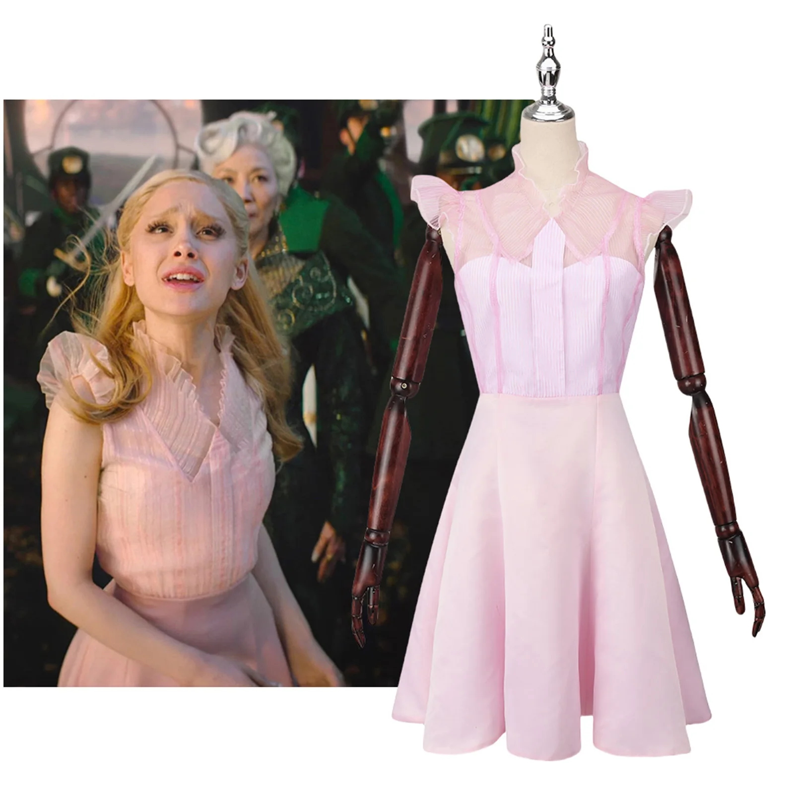 Glinda Cosplay Costume Disguise for Adult Women Pink Dress Roleplay Female Dresses Fantasy Outfit Halloween