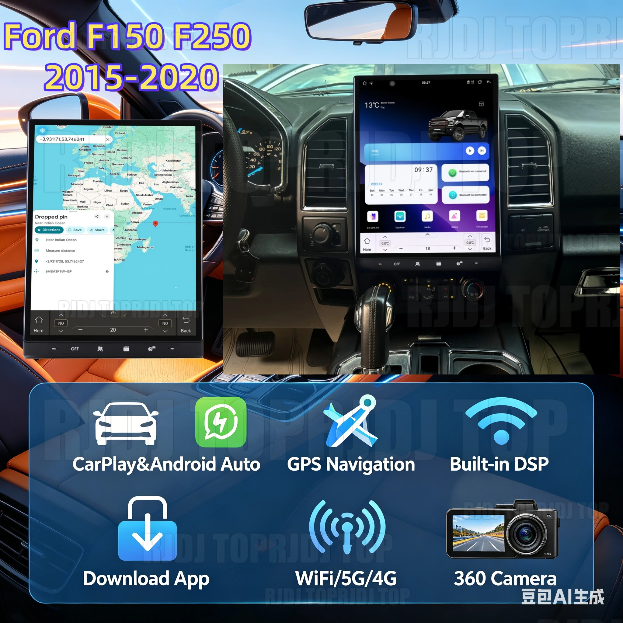 2026 New Products Android 15.0 For Ford F150 F250 2015-2020 Car Radio Multimedia Video Player Wireless Carplay GPS Navi Head DSP