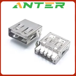 10Pcs USB Type A Standard Port Female Solder Jacks Connector PCB Socket USB-A type 90 Degrees Rimless