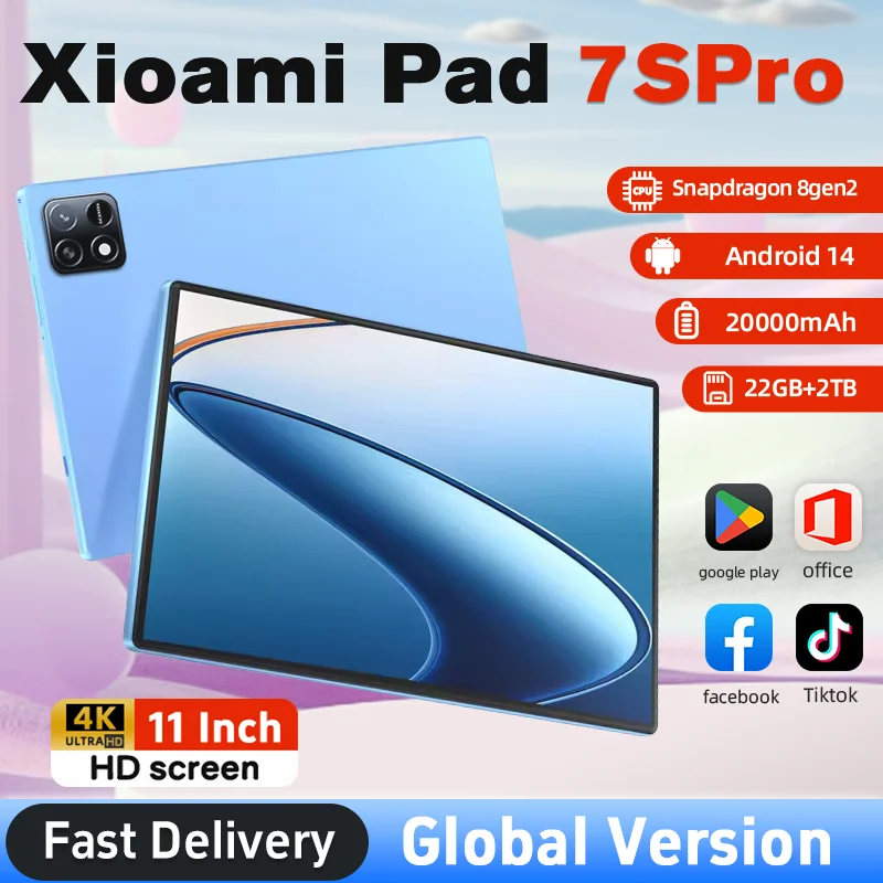 2025 nueva edición Global Original Tablet PC Pad 7S Pro Snapdragon 8gen2 Android 14 HD 4K 22GB + 2TB 5G tableta Dual SIM WIFI