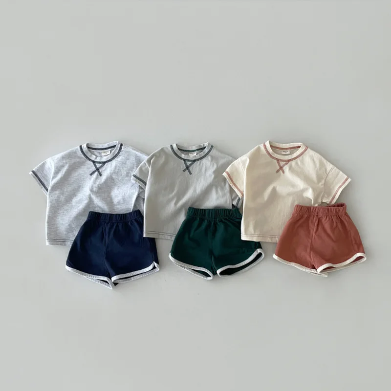 2024 New Baby Summer Short Sleeve Clothes Set Infant Cute Letter Embroidered T Shirt + Shorts 2pcs Suit Baby Cotton Outfits