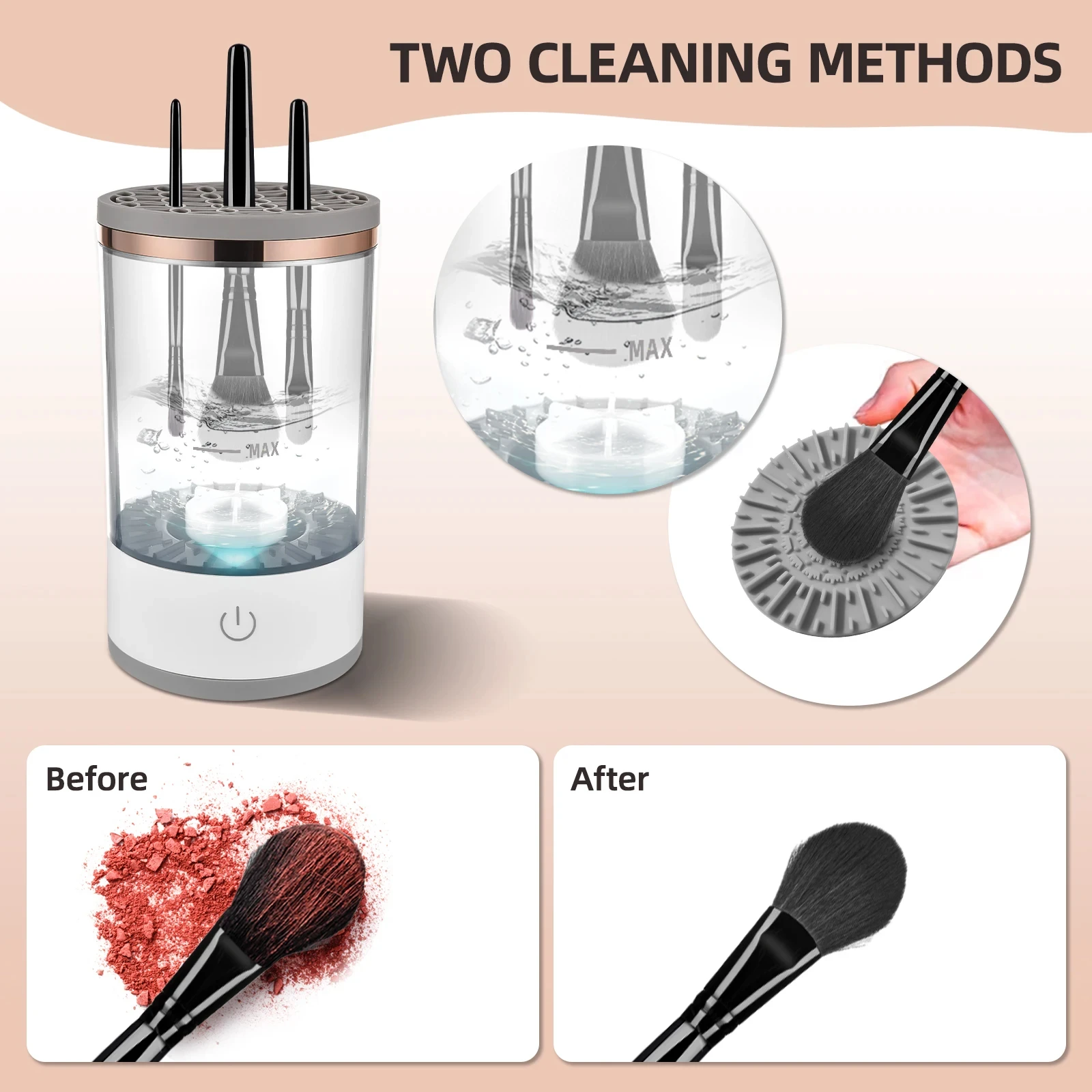 USB All Size Beauty Cosmetic Brush Makeup Brush Cleaner Automatic Spinning Electric with Brush Clean Mat Fit Gift for Female