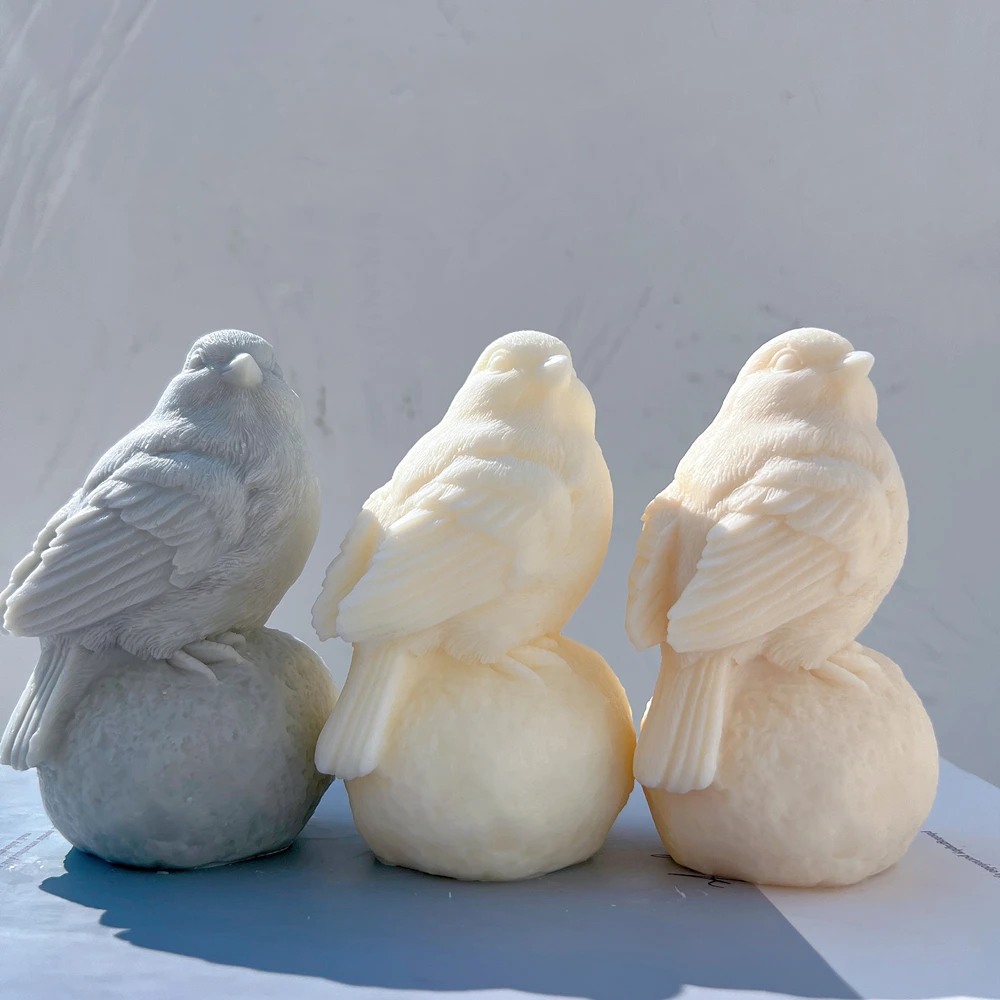 Sitting On Stone Bird Silicone Candle Mold Animal Soy Wax Mould Animal Decorative