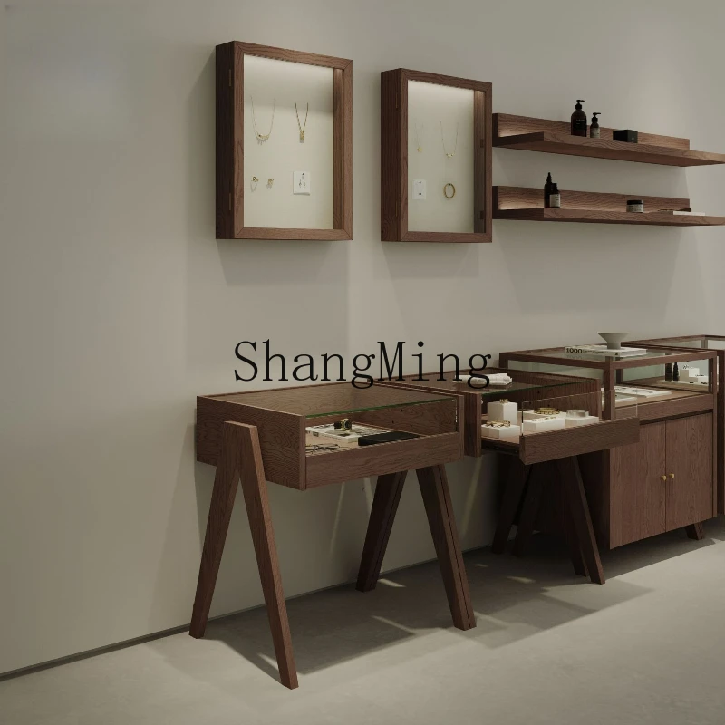 

FG retro jewelry glass display cabinet log color ornament watch glasses middle island cabinet