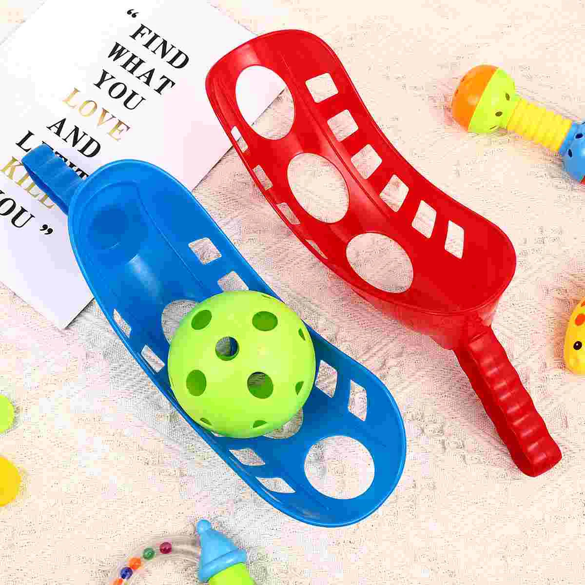 TOYMYTOY Scoop Ball Game Scoop Toss & Catch Set Outdoor Sports Beach Game for Kids ( Blue Red Yellow)