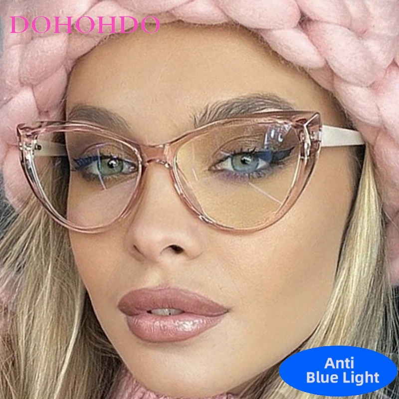 

Fashion Retro Cat Eye Anti-blue Light Glasses Frame Women Ultra-light Frame Glasses Blue Light Blocking Glasses For Computer Use