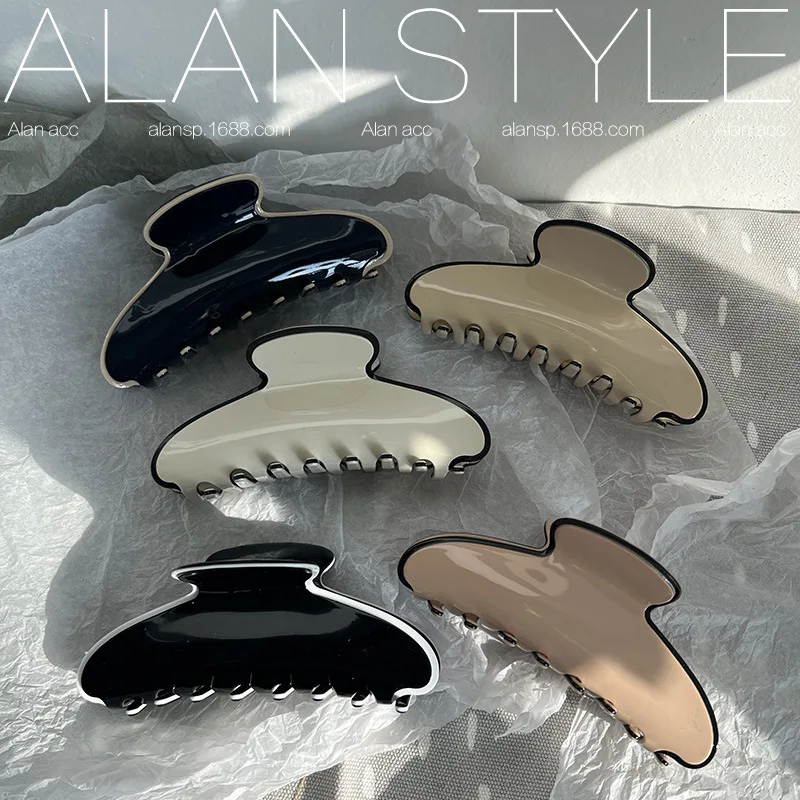 Korean acetic acid high-quality three-layer French elegant large hair clip, hair clip, shark clip, time simple clip, female