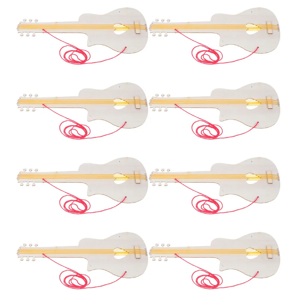 

8Pcs Children's Blank Wooden Guitar DIY Painting Craft for Kindergarten Creativity Development Music Interest and Family