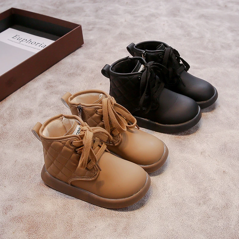 

Children's Short Boots 1-18 Years Old Khaki Padded Warm Boys Girls Cotton Shoes Lightweight Non-slip Kids Baby Cotton Boots