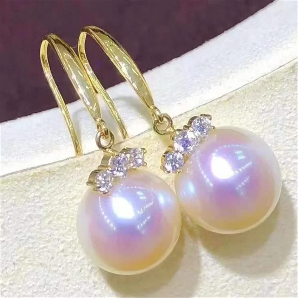 

DIY Pearl Accessories G18K Gold Earring Empty Holder Fashionable Gold Ear Line Earring Holder Fit 7-10mm Round Beads G285