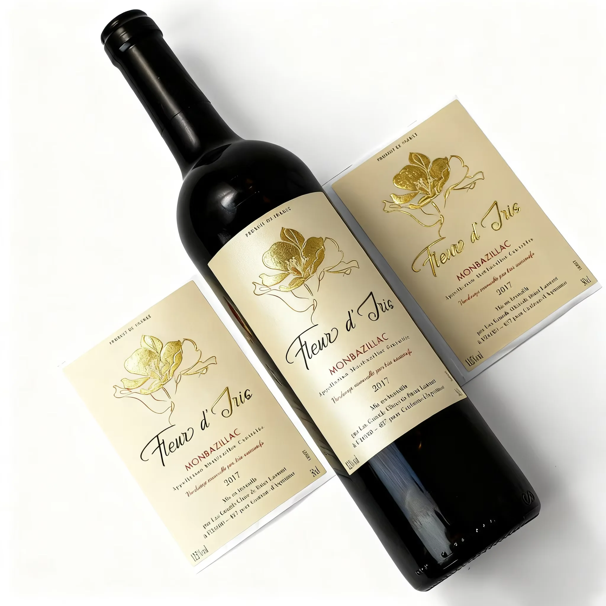 

Изготовленные на заказ тисненые этикетки для красного вина из фольги | Матовые текстурированные бумажные клейкие наклейки для стеклянных бутылок