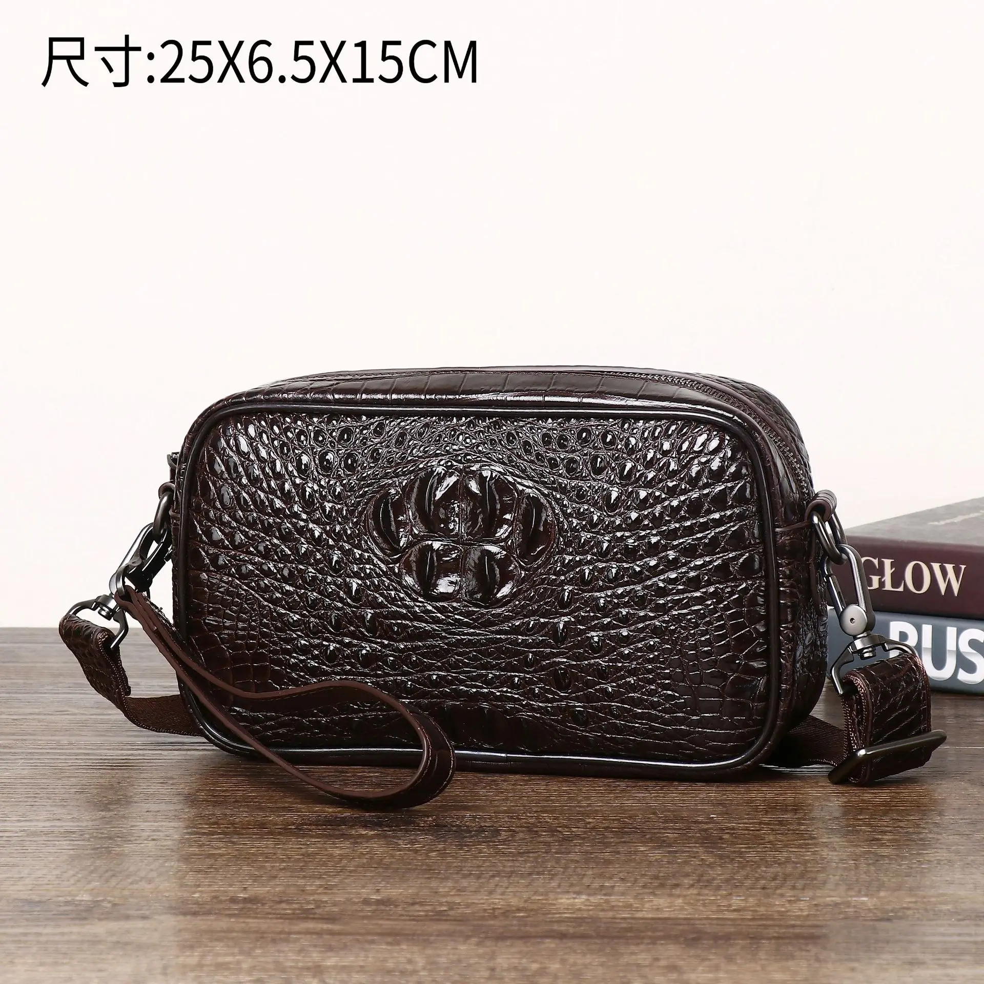 

Crocodile bone pattern men's single shoulder casual small bag, new versatile crossbody bag, leather fashion trend handbag