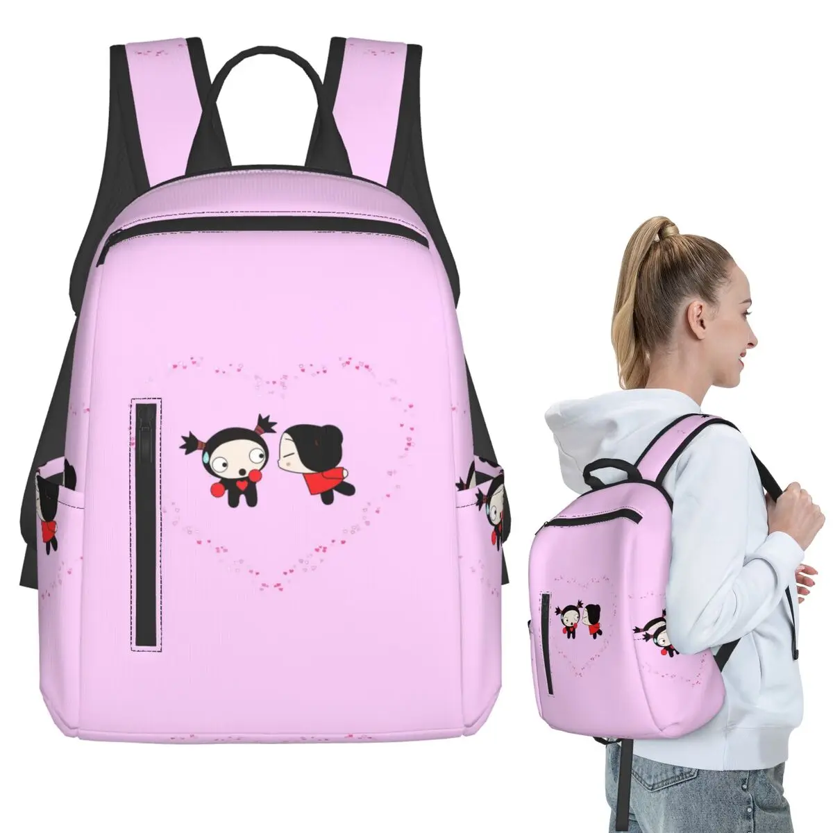 

Рюкзак Pucca Loves Garu, школьная сумка для детей, сумка для ноутбука, сумки через плечо для мальчиков и девочек