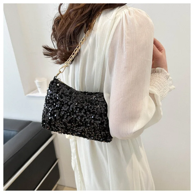 Bolsa de ombro feminina, bolsa crossbody de lantejoulas, bolsa de mão fashion, carteira portátil, bolsa mensageiro pequena